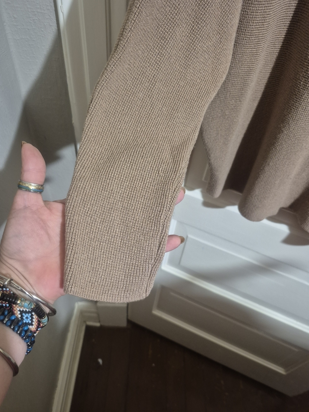 Cyrus Taupe Waffle Knit Sweater XL Soft Lightweight Pullover Dolman Sleeve - Picture 5 of 8